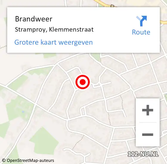 Locatie op kaart van de 112 melding: Brandweer Stramproy, Klemmenstraat op 9 februari 2018 17:41