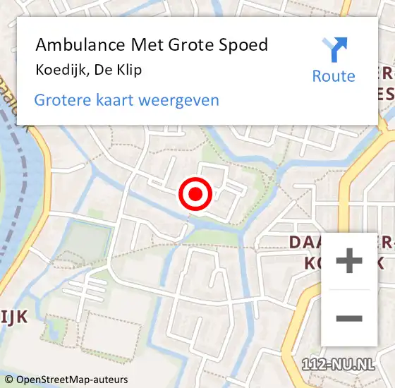 Locatie op kaart van de 112 melding: Ambulance Met Grote Spoed Naar Koedijk, De Klip op 9 februari 2018 18:29