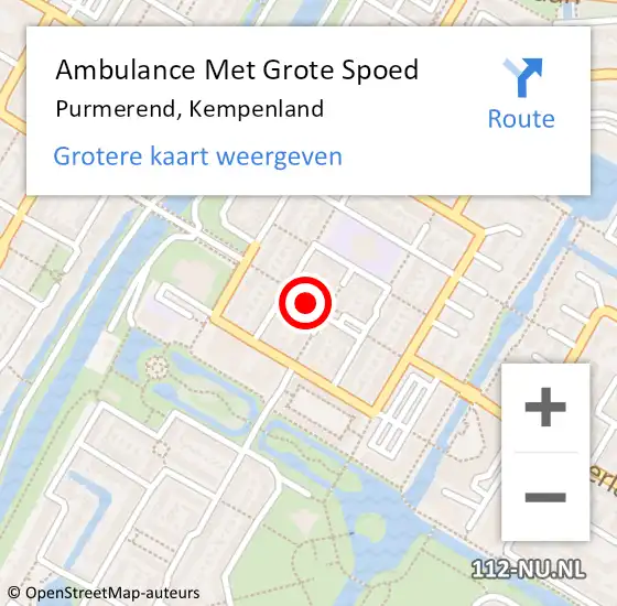 Locatie op kaart van de 112 melding: Ambulance Met Grote Spoed Naar Purmerend, Kempenland op 9 februari 2018 21:36