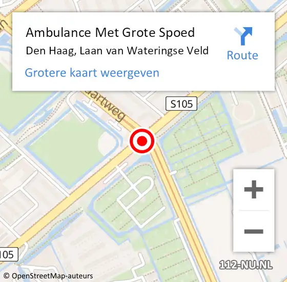 Locatie op kaart van de 112 melding: Ambulance Met Grote Spoed Naar Den Haag, Laan Van Wateringse Veld op 9 februari 2018 22:10