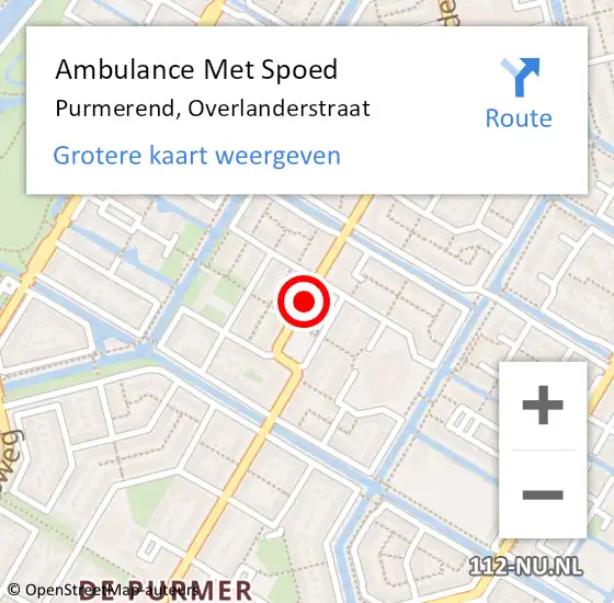 Locatie op kaart van de 112 melding: Ambulance Met Spoed Naar Purmerend, Overlanderstraat op 9 februari 2018 22:34