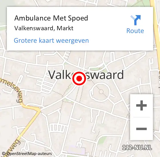 Locatie op kaart van de 112 melding: Ambulance Met Spoed Naar Valkenswaard, Markt op 10 februari 2018 02:21