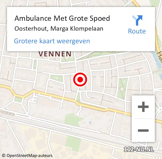 Locatie op kaart van de 112 melding: Ambulance Met Grote Spoed Naar Oosterhout, Marga Klompelaan op 10 februari 2018 06:47