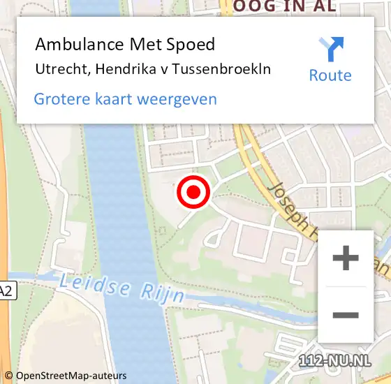 Locatie op kaart van de 112 melding: Ambulance Met Spoed Naar Utrecht, Hendrika v Tussenbroekln op 10 februari 2018 09:14