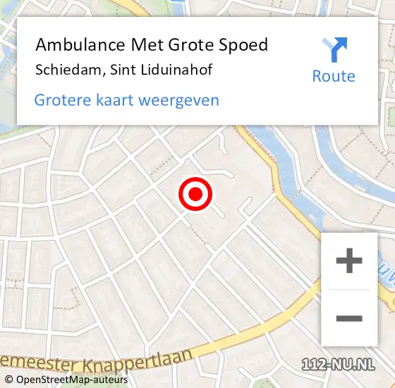 Locatie op kaart van de 112 melding: Ambulance Met Grote Spoed Naar Schiedam, Sint Liduinahof op 10 februari 2018 09:57