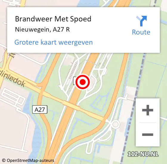 Locatie op kaart van de 112 melding: Brandweer Met Spoed Naar Nieuwegein, A27 R op 10 februari 2018 12:26