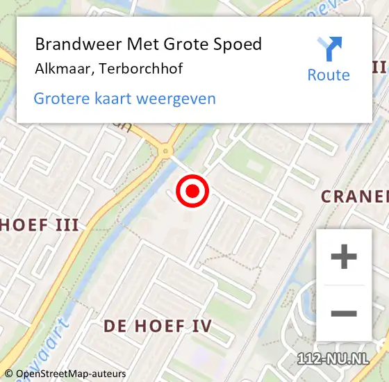 Locatie op kaart van de 112 melding: Brandweer Met Grote Spoed Naar Alkmaar, Terborchhof op 10 februari 2018 12:29