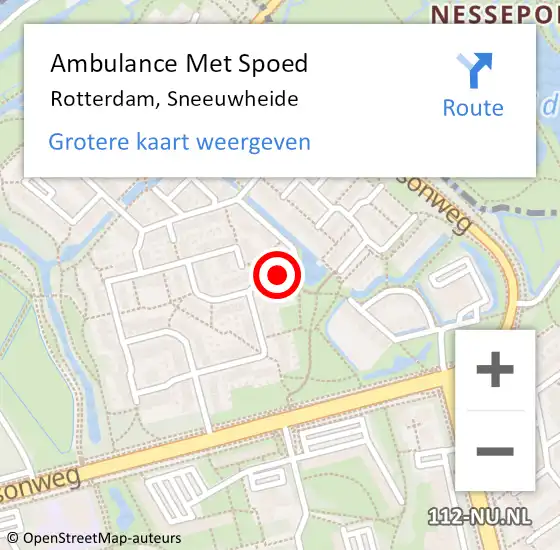 Locatie op kaart van de 112 melding: Ambulance Met Spoed Naar Rotterdam, Sneeuwheide op 10 februari 2018 14:04