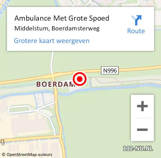 Locatie op kaart van de 112 melding: Ambulance Met Grote Spoed Naar Middelstum, Boerdamsterweg op 10 februari 2018 17:32