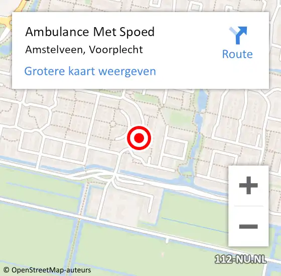 Locatie op kaart van de 112 melding: Ambulance Met Spoed Naar Amstelveen, Voorplecht op 10 februari 2018 20:49