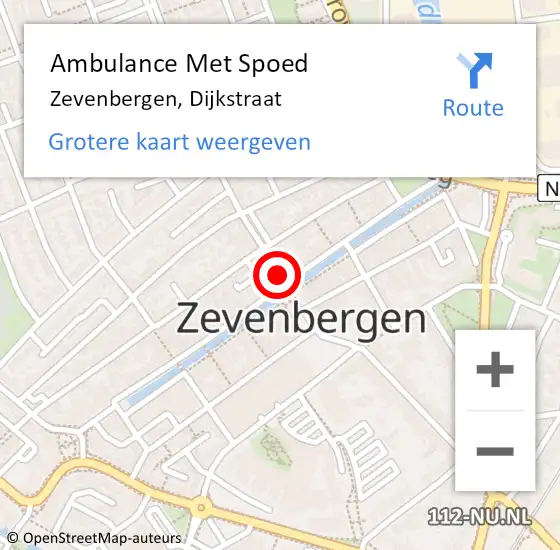 Locatie op kaart van de 112 melding: Ambulance Met Spoed Naar Zevenbergen, Dijkstraat op 10 februari 2018 21:22