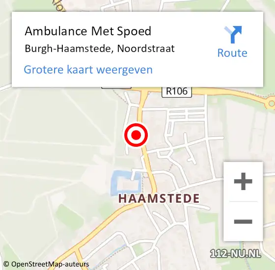 Locatie op kaart van de 112 melding: Ambulance Met Spoed Naar Burgh-Haamstede, Noordstraat op 10 februari 2018 23:18