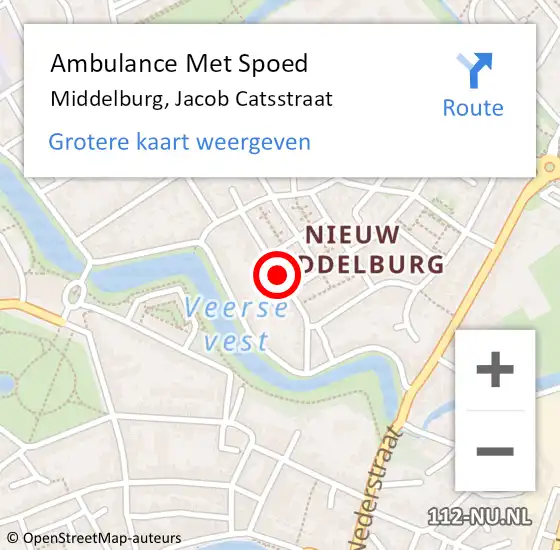 Locatie op kaart van de 112 melding: Ambulance Met Spoed Naar Middelburg, Jacob Catsstraat op 11 februari 2018 01:21