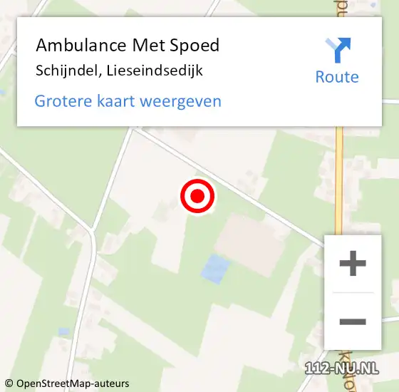 Locatie op kaart van de 112 melding: Ambulance Met Spoed Naar Schijndel, Lieseindsedijk op 11 februari 2018 06:03