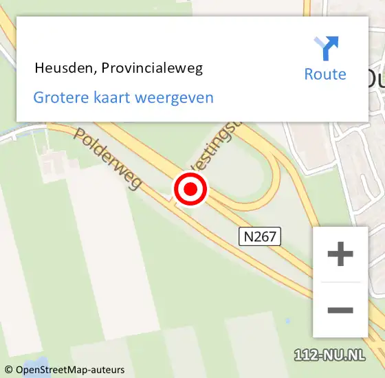 Locatie op kaart van de 112 melding:  Heusden, Provincialeweg op 11 februari 2018 08:12