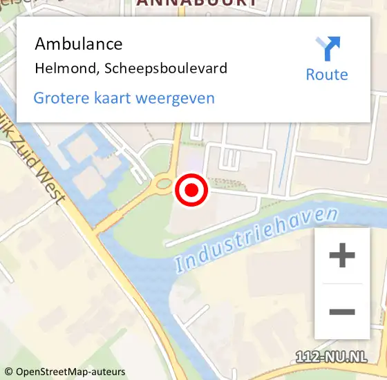Locatie op kaart van de 112 melding: Ambulance Helmond, Scheepsboulevard op 11 februari 2018 09:43