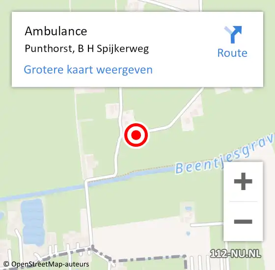Locatie op kaart van de 112 melding: Ambulance Punthorst, B H Spijkerweg op 11 februari 2018 12:38