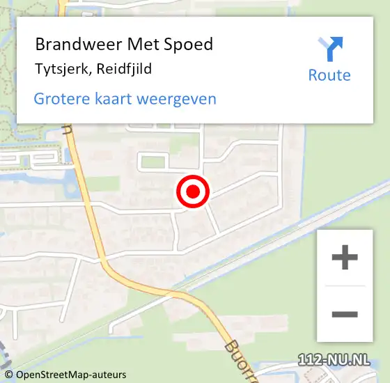 Locatie op kaart van de 112 melding: Brandweer Met Spoed Naar Tytsjerk, Reidfjild op 11 februari 2018 12:59