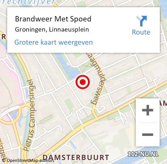 Locatie op kaart van de 112 melding: Brandweer Met Spoed Naar Groningen, Linnaeusplein op 11 februari 2018 13:37