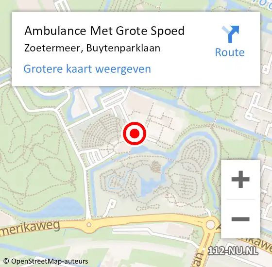 Locatie op kaart van de 112 melding: Ambulance Met Grote Spoed Naar Zoetermeer, Buytenparklaan op 11 februari 2018 13:52