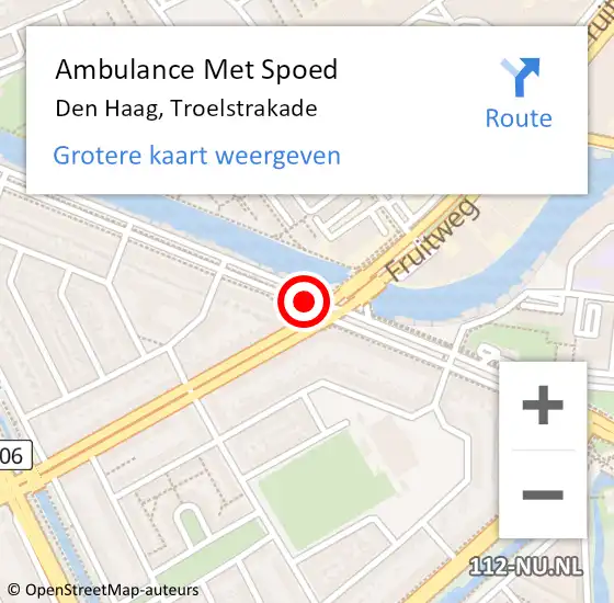 Locatie op kaart van de 112 melding: Ambulance Met Spoed Naar Den Haag, Troelstrakade op 11 februari 2018 17:09