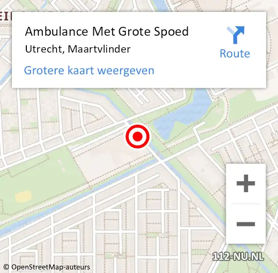 Locatie op kaart van de 112 melding: Ambulance Met Grote Spoed Naar Utrecht, Maartvlinder op 11 februari 2018 18:15