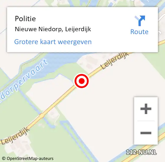 Locatie op kaart van de 112 melding: Politie Nieuwe Niedorp, Leijerdijk op 11 februari 2018 20:19