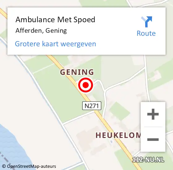 Locatie op kaart van de 112 melding: Ambulance Met Spoed Naar Afferden, Gening op 11 februari 2018 21:00