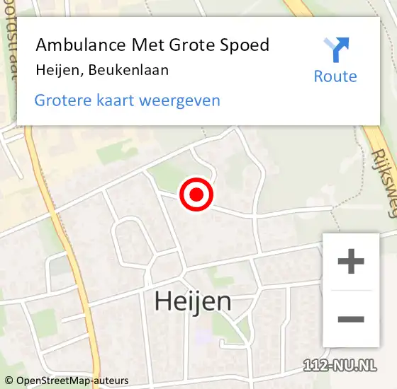 Locatie op kaart van de 112 melding: Ambulance Met Grote Spoed Naar Heijen, Beukenlaan op 11 februari 2018 21:48