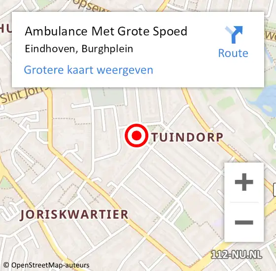 Locatie op kaart van de 112 melding: Ambulance Met Grote Spoed Naar Eindhoven, Burghplein op 11 februari 2018 22:13