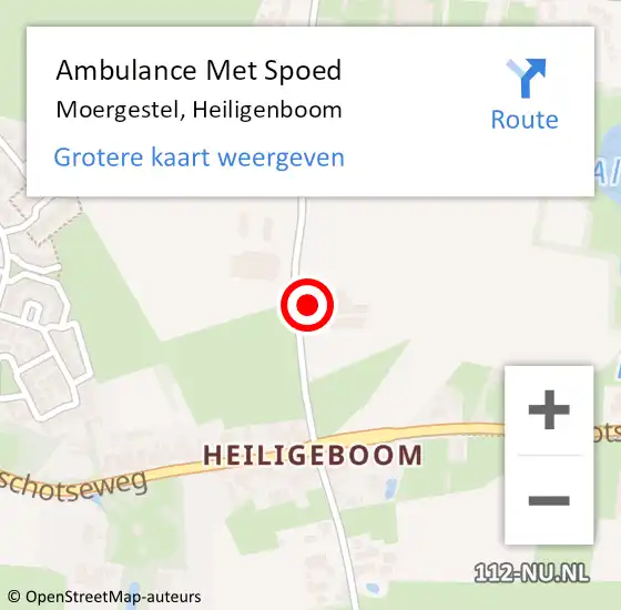 Locatie op kaart van de 112 melding: Ambulance Met Spoed Naar Moergestel, Heiligenboom op 11 februari 2018 22:15