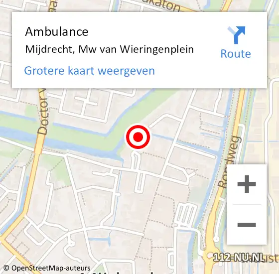 Locatie op kaart van de 112 melding: Ambulance Mijdrecht, Mw van Wieringenplein op 12 februari 2018 04:27