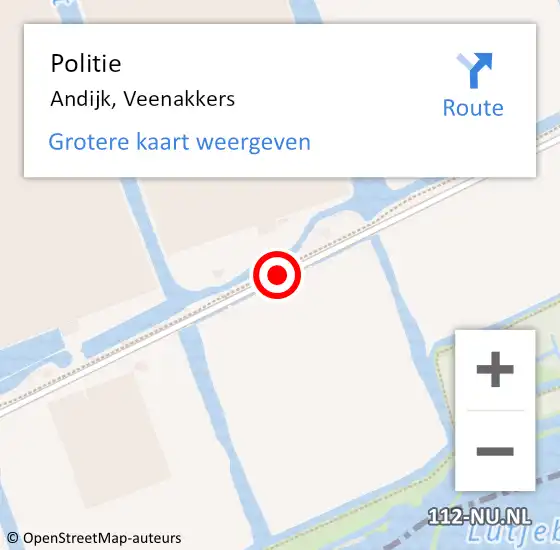 Locatie op kaart van de 112 melding: Politie Andijk, Veenakkers op 12 februari 2018 07:33