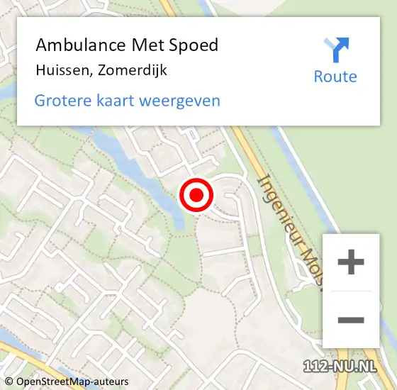 Locatie op kaart van de 112 melding: Ambulance Met Spoed Naar Huissen, Zomerdijk op 12 februari 2018 08:53