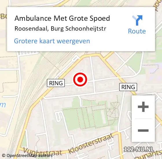 Locatie op kaart van de 112 melding: Ambulance Met Grote Spoed Naar Roosendaal, Burg Schoonheijtstr op 12 februari 2018 09:00