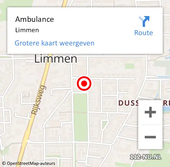 Locatie op kaart van de 112 melding: Ambulance Limmen op 12 februari 2018 10:03