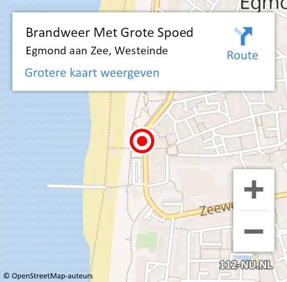 Locatie op kaart van de 112 melding: Brandweer Met Grote Spoed Naar Egmond aan Zee, Westeinde op 12 februari 2018 10:07