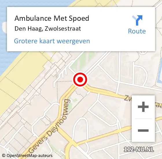 Locatie op kaart van de 112 melding: Ambulance Met Spoed Naar Den Haag, Zwolsestraat op 12 februari 2018 10:57