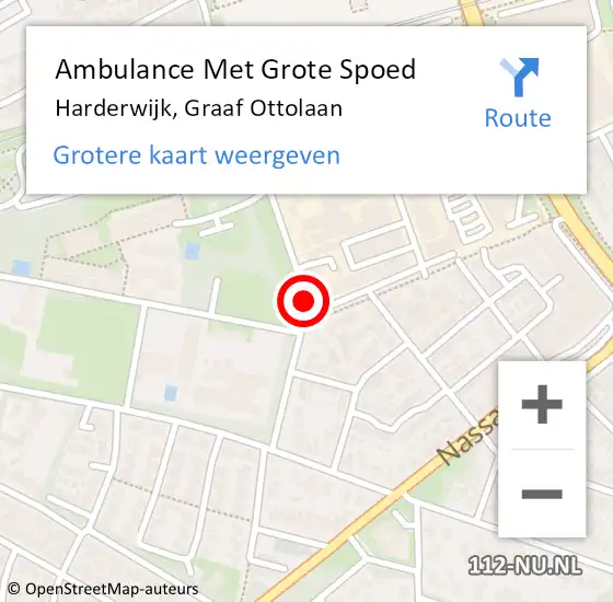 Locatie op kaart van de 112 melding: Ambulance Met Grote Spoed Naar Harderwijk, Graaf Ottolaan op 12 februari 2018 13:27