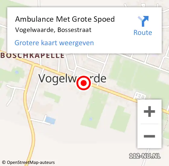 Locatie op kaart van de 112 melding: Ambulance Met Grote Spoed Naar Vogelwaarde, Bossestraat op 12 februari 2018 13:33