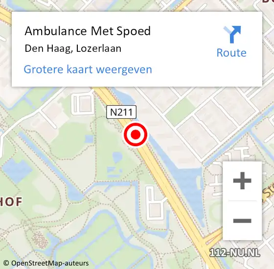 Locatie op kaart van de 112 melding: Ambulance Met Spoed Naar Den Haag, Lozerlaan op 12 februari 2018 16:40
