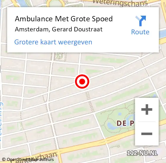 Locatie op kaart van de 112 melding: Ambulance Met Grote Spoed Naar Amsterdam, Gerard Douplein op 12 februari 2018 16:57
