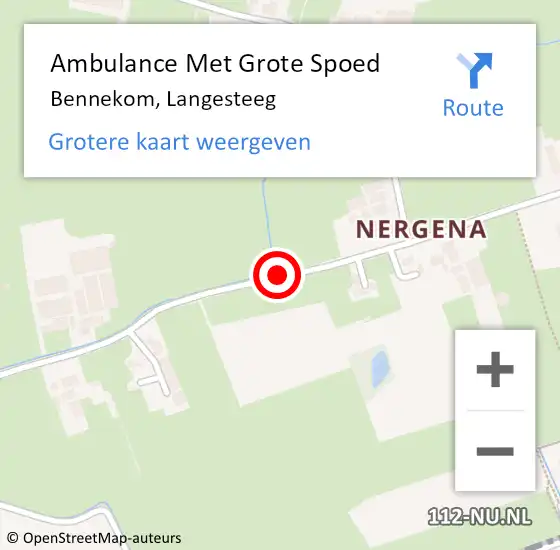 Locatie op kaart van de 112 melding: Ambulance Met Grote Spoed Naar Bennekom, Langesteeg op 12 februari 2018 18:01