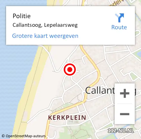 Locatie op kaart van de 112 melding: Politie Callantsoog, Lepelaarsweg op 12 februari 2018 21:58