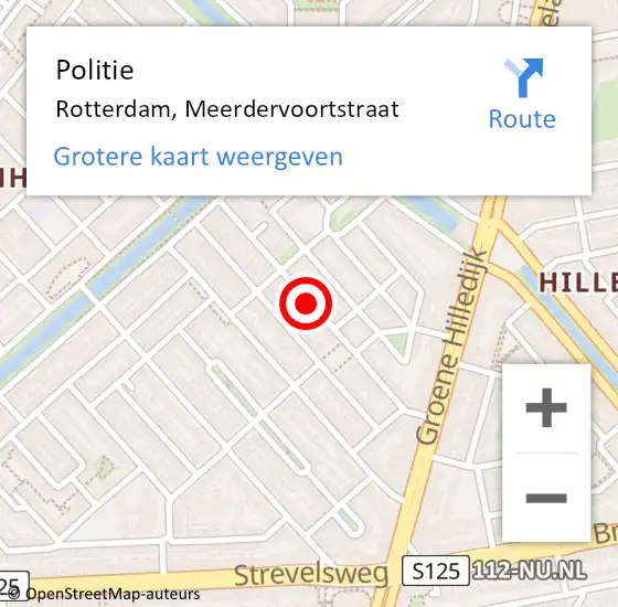 Locatie op kaart van de 112 melding: Politie Rotterdam, Meerdervoortstraat op 12 februari 2018 23:09