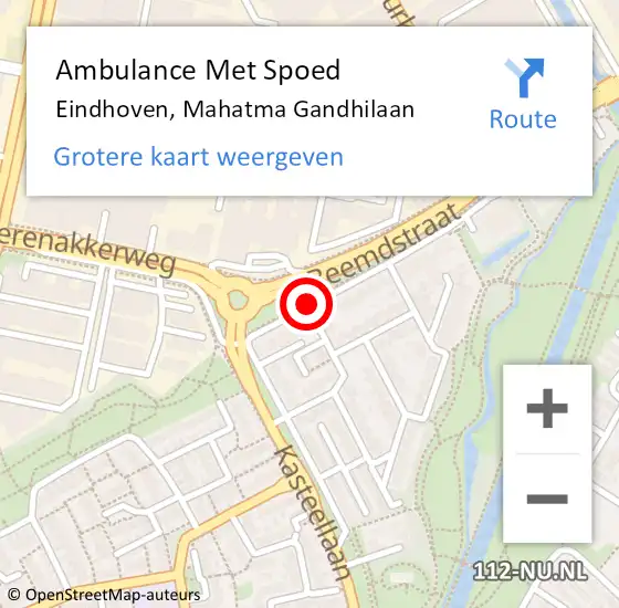 Locatie op kaart van de 112 melding: Ambulance Met Spoed Naar Eindhoven, Mahatma Gandhilaan op 13 februari 2018 01:53
