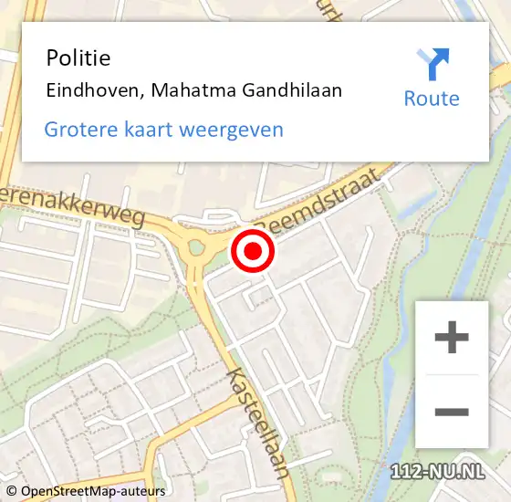 Locatie op kaart van de 112 melding: Politie Eindhoven, Mahatma Gandhilaan op 13 februari 2018 01:56