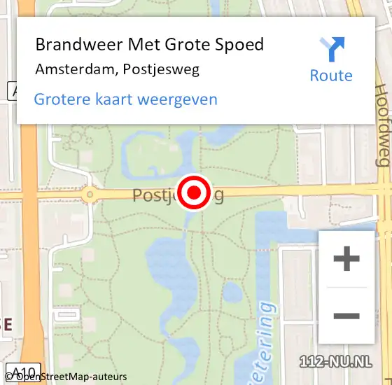 Locatie op kaart van de 112 melding: Brandweer Met Grote Spoed Naar Amsterdam, Postjesweg op 13 februari 2018 06:45