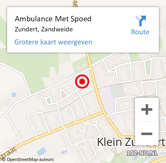 Locatie op kaart van de 112 melding: Ambulance Met Spoed Naar Zundert, Zandweide op 13 februari 2018 08:45