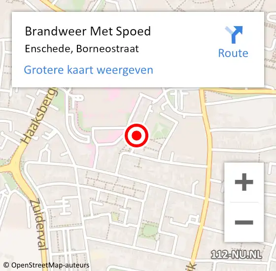 Locatie op kaart van de 112 melding: Brandweer Met Spoed Naar Enschede, Borneostraat op 13 februari 2018 14:37